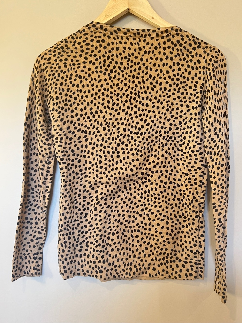 J.Crew Teddie Leopard Print Cotton Sweater XXS Tan Black Crewneck - Picture 5 of 8